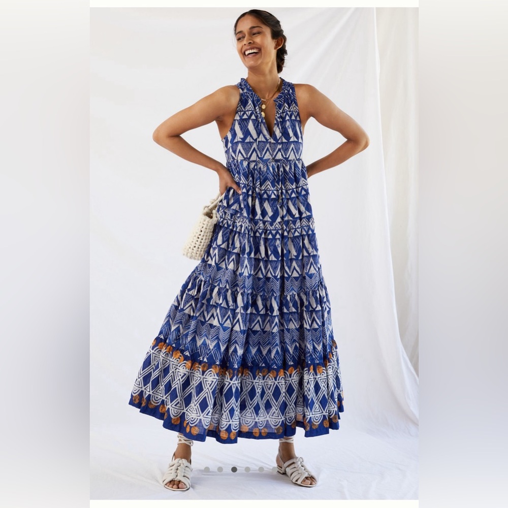 Anthropology Diaz tiered abstract maxi dress